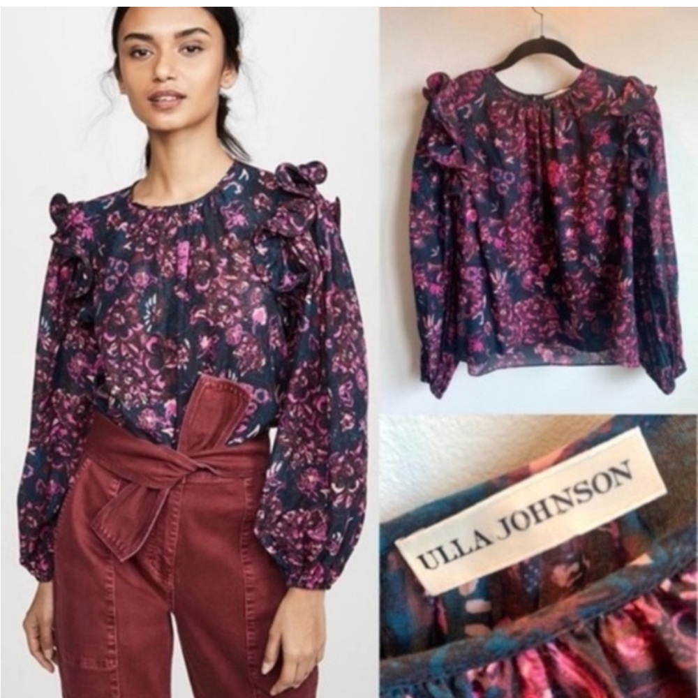 Ulla Johnson Medine Ruffled Floral Print Blouse